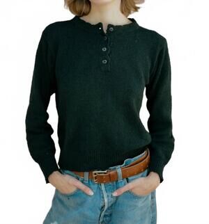 NEW EMMA ROTHKOPF ski henley sweater in noir